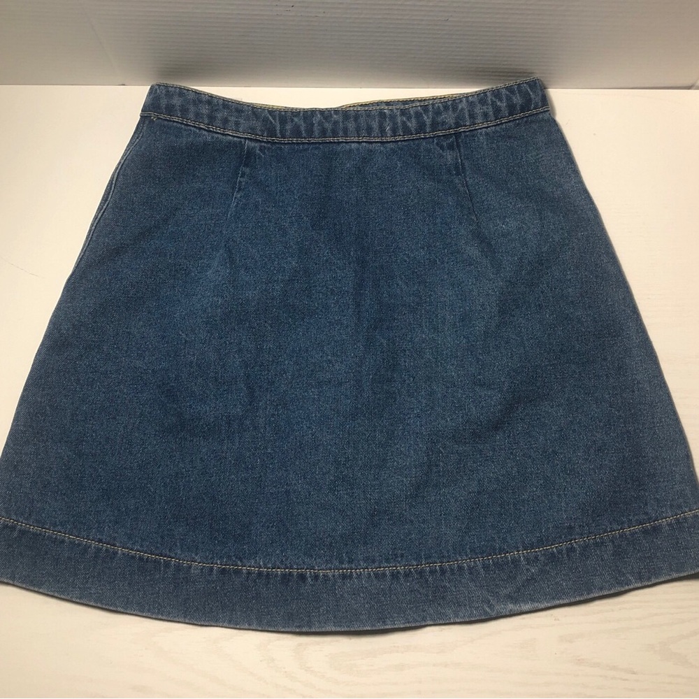 American Apparel Denim Button Front A-Line Mini Skirt Women’s Size Small - Picture 3 of 8